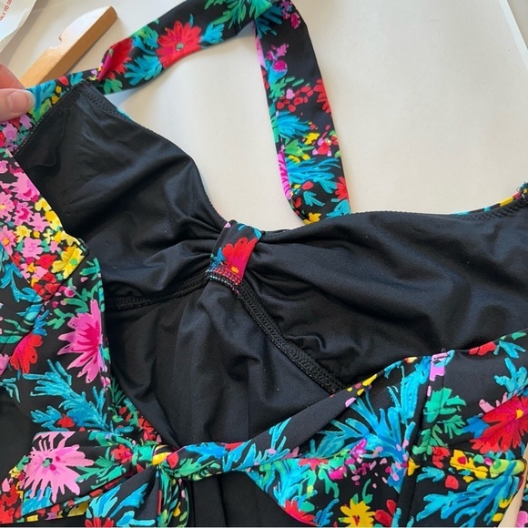 Seafolly black floral print one piece tie around the neck swimsuit - Picture 10 of 13